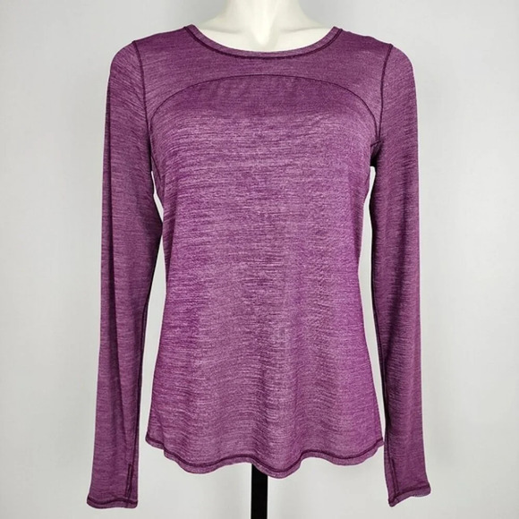 lululemon athletica Tops - Lululemon Lightweight Long Sleeves Top Heathered Purple Semi Sheer Stretch Sz 8